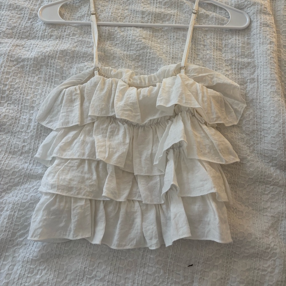 White Ruffle Top - Picture 1 of 3